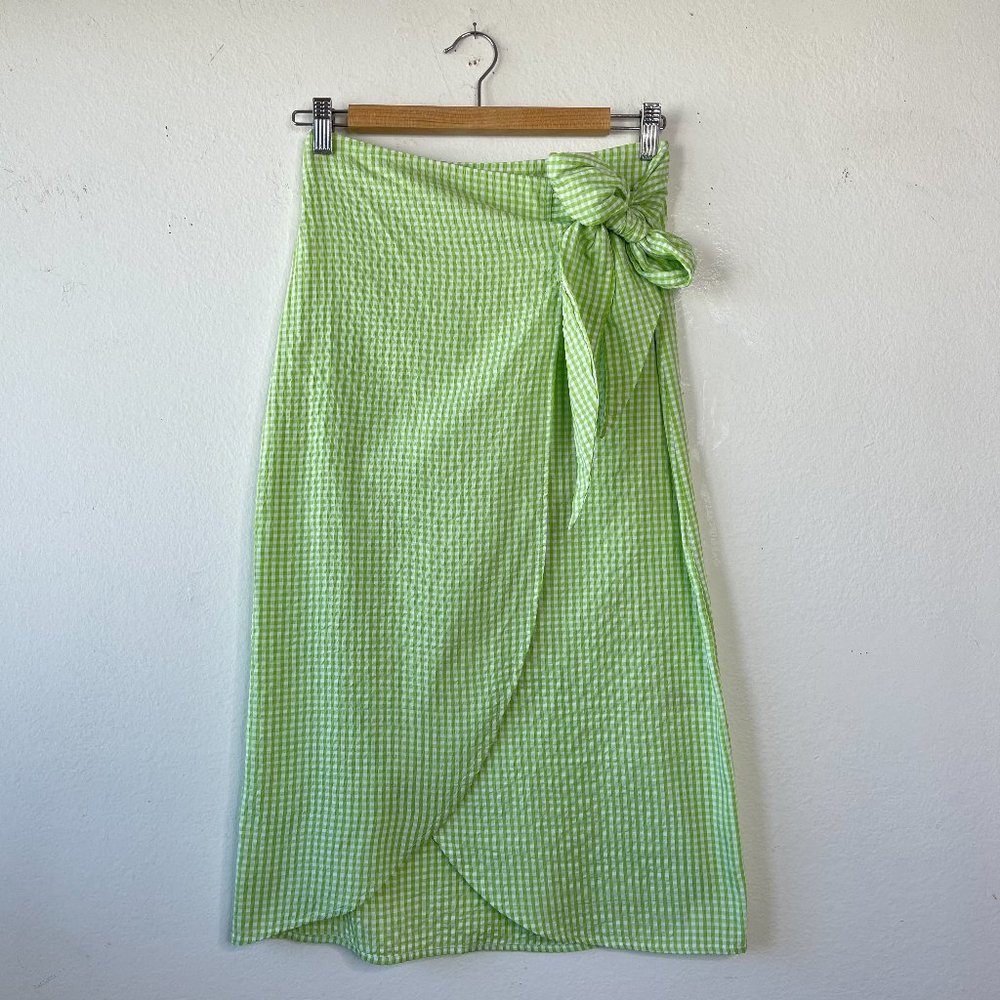 Monki Gab Check Print Wrap Midi Skirt